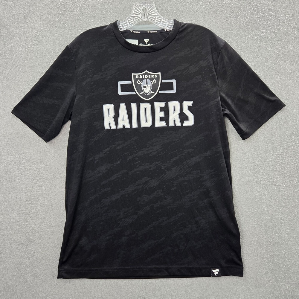 Oakland Raiders Men Shirt Medium Black Camo Logo Fanatics Short Sleeve Tee